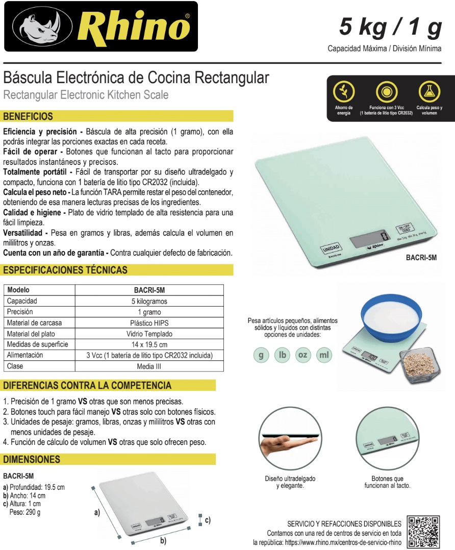 Infraestructura Inteligente  Rhino báscula BACRI-5M $302.00