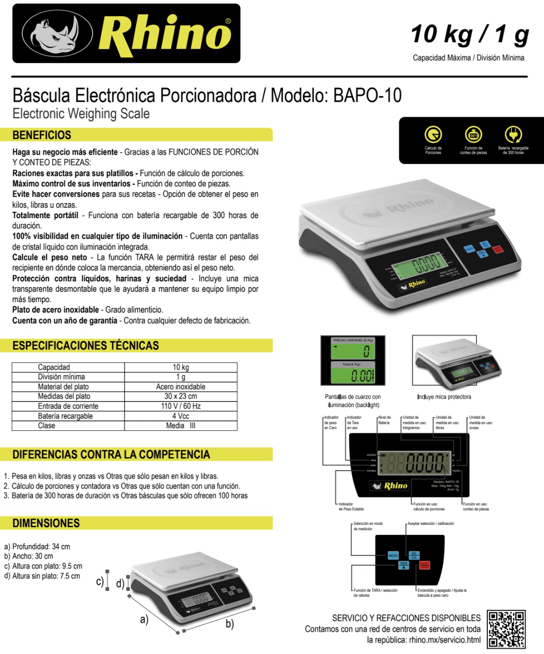 Infraestructura Inteligente  BAPO-10 Rhino báscula $2,175.00