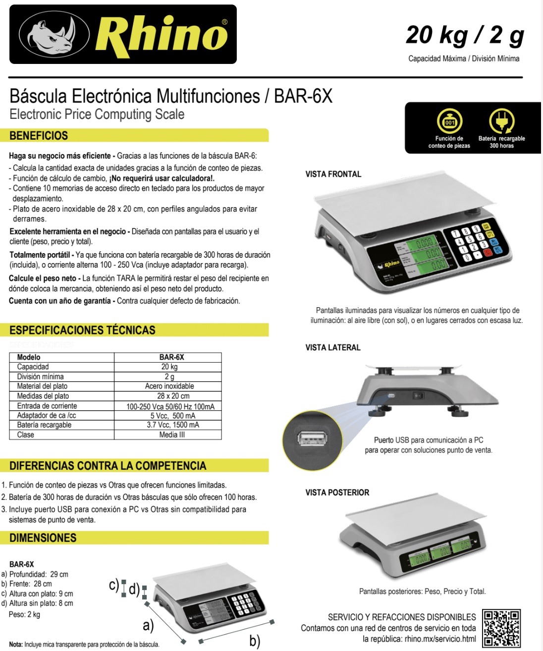 Infraestructura Inteligente  Rhino báscula BAR-6X$1,938.00