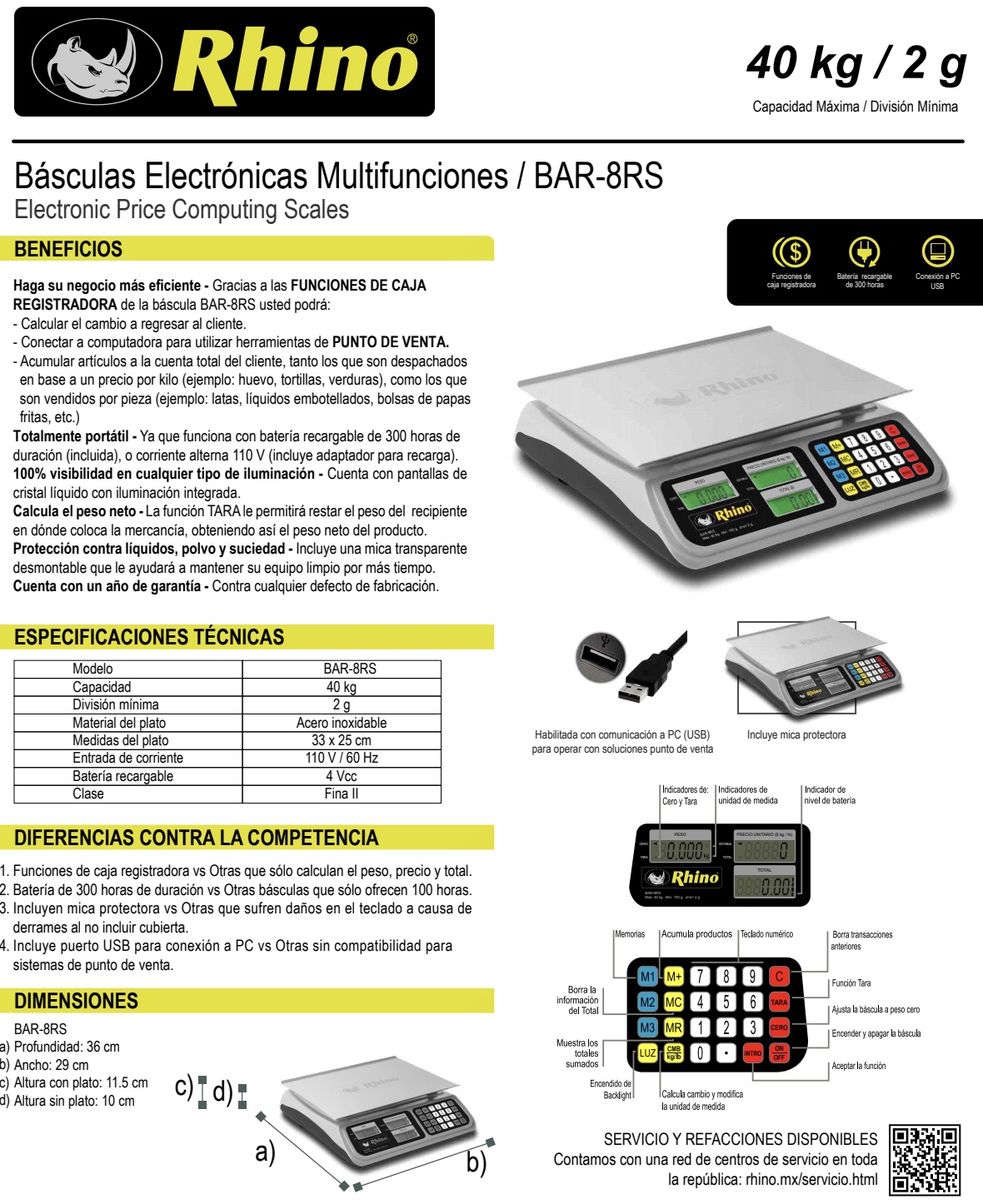 Infraestructura Inteligente  Rhino báscula BAR-8RS $2,529.00