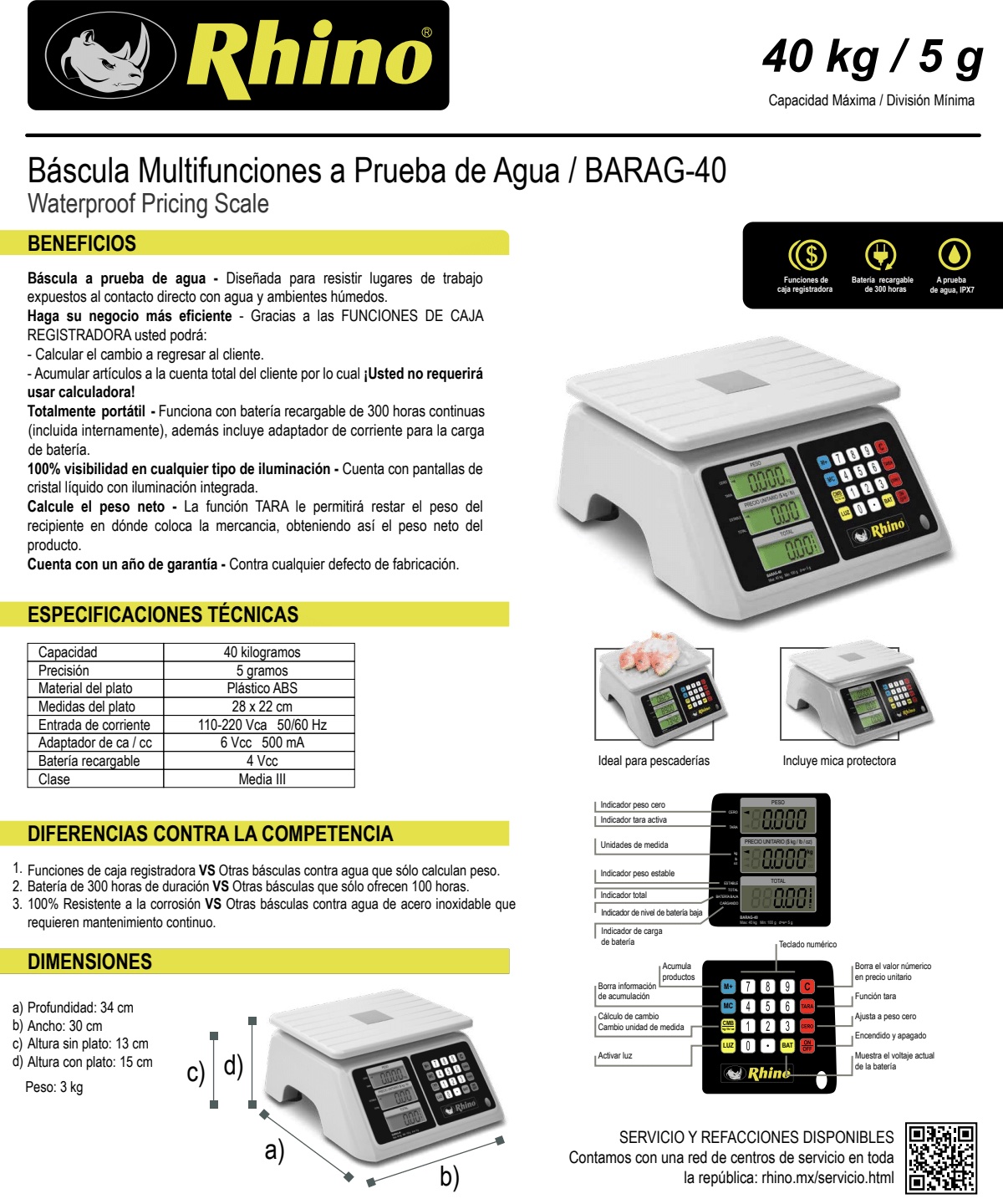 Infraestructura Inteligente  Rhino báscula BARAG-40 $3,504.00