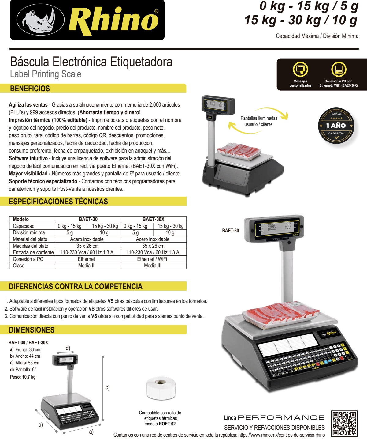 Infraestructura Inteligente  Rhino báscula BAET-30X $32,132.00