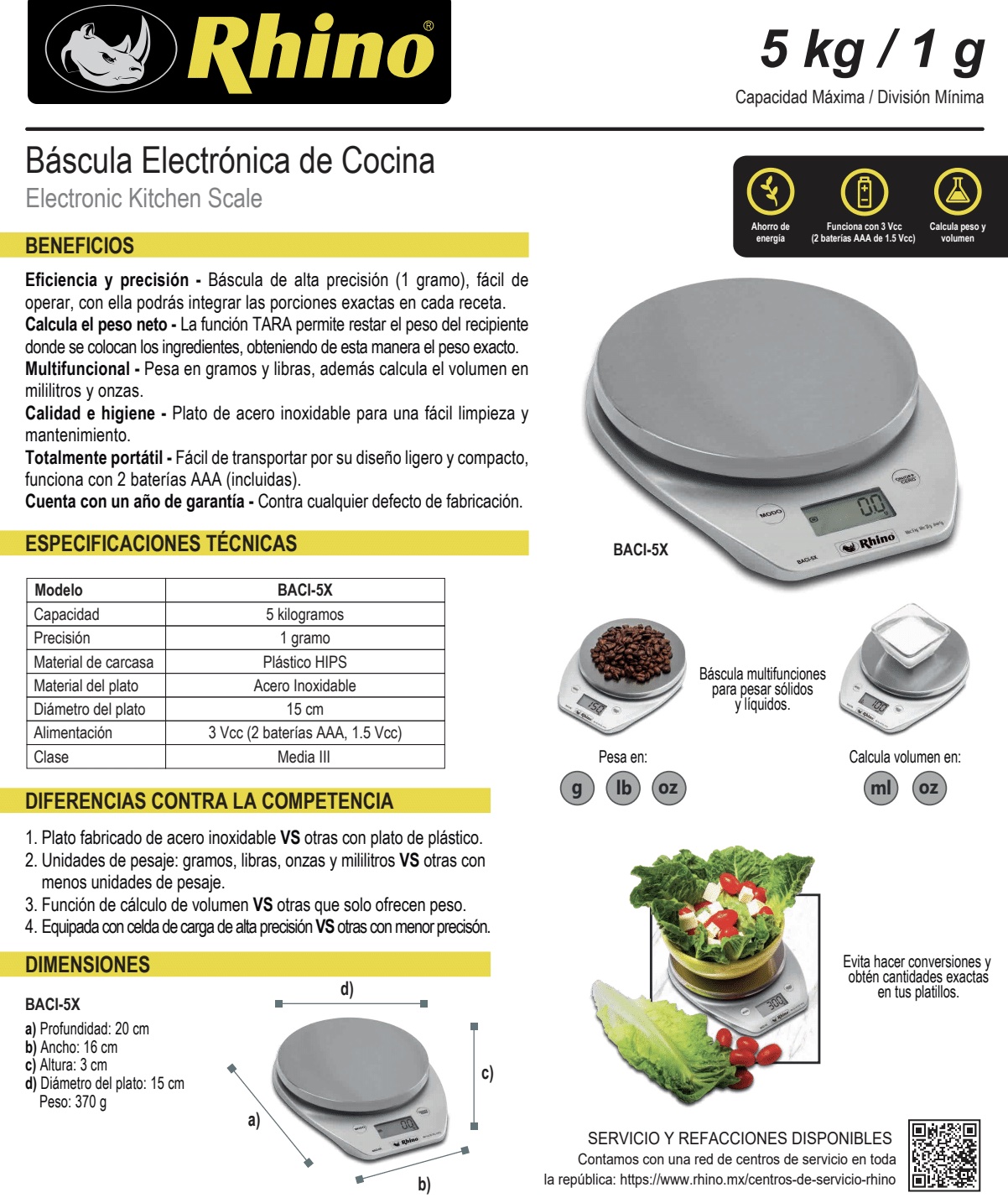 Infraestructura Inteligente  Rhino báscula BACI-5X $499.00