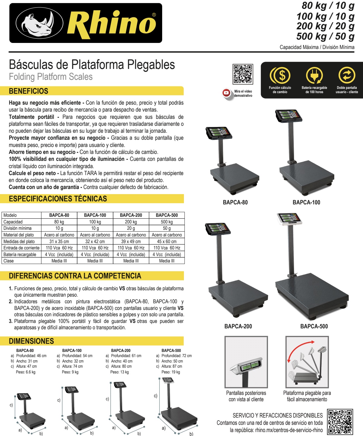 Infraestructura Inteligente  Rhino báscula BAPCA-200 $5,070.00