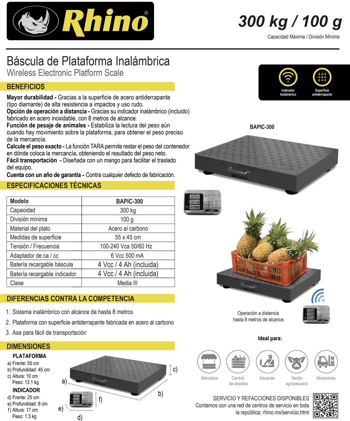 Infraestructura Inteligente  Rhino báscula BAPIC-300 $7,645.00