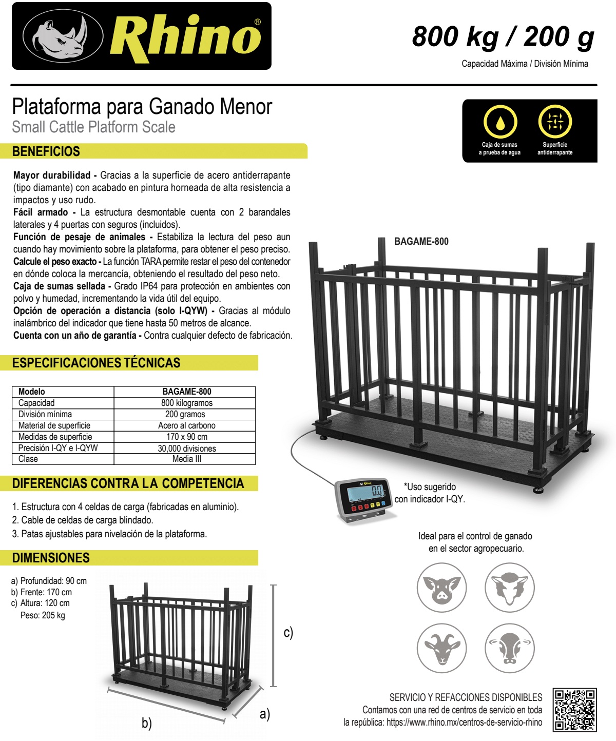 Infraestructura Inteligente  Rhino báscula BAGAME-800 $46,621.00