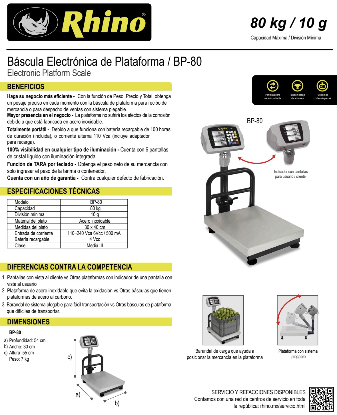 Infraestructura Inteligente  Rhino báscula BP-80 $3,016.00