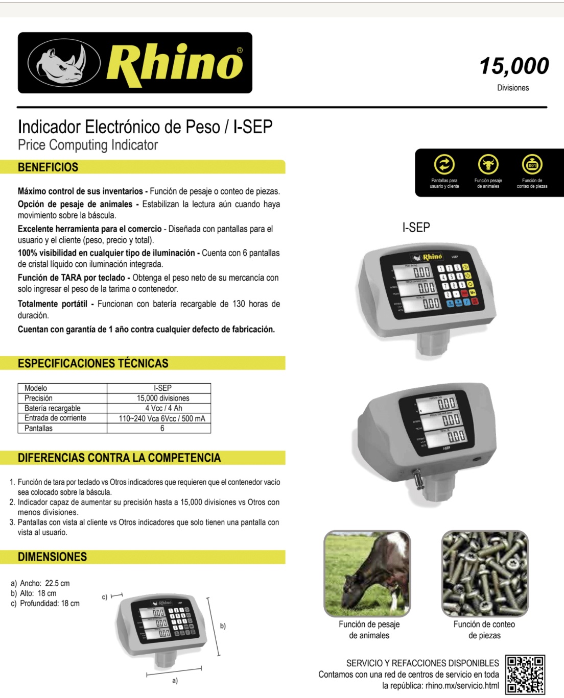 Infraestructura Inteligente  I-SEP Rhino indicador para báscula $1620